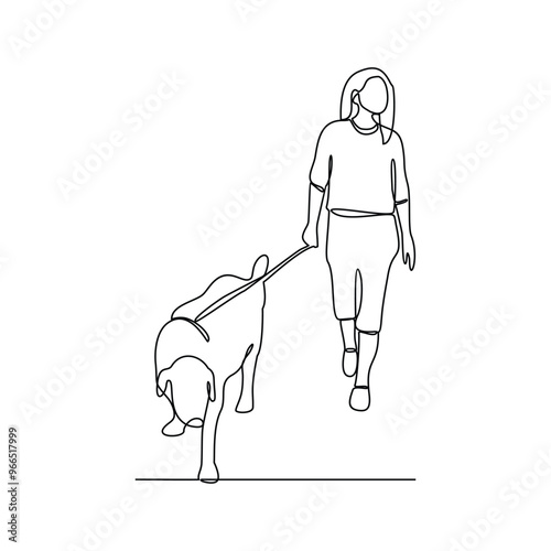 One continuous line drawing of the people is play with their pet carrying it as vector illustration. Playing with dog activity illustration in simple linear style vector concept. Animal themes design.
