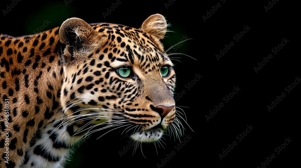 A leopard is staring at the camera with its eyes open. The leopard has a greenish-blue eye and a black nose A leopard is staring at the camera with its eyes open. The leopard has a greenish-blue eye and a black nose