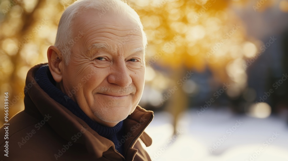 A man with a beard and a beard is smiling. He is wearing a brown coat and a blue sweater A man with a beard and a beard is smiling. He is wearing a brown coat and a blue sweater