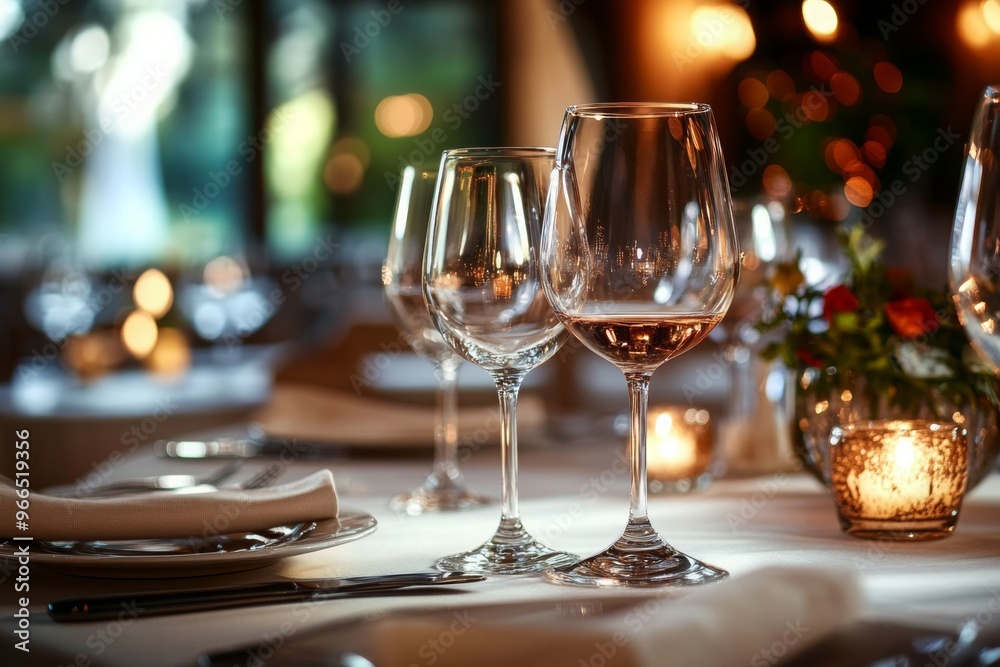 Empty glasses set in restaurant
Empty glasses set in restaurant