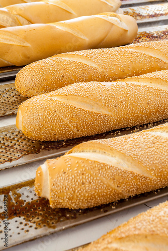 A tray of freshly baked bread 