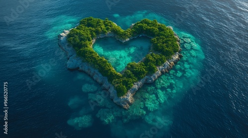 Heart Shaped Island Paradise Tropical Ocean