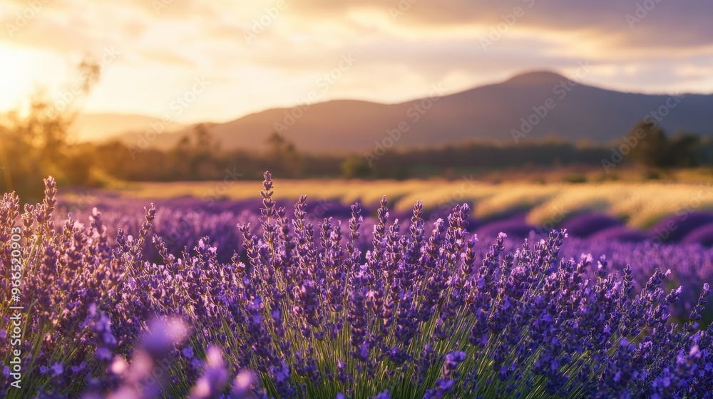 Fototapeta premium Lavender Field at Sunset