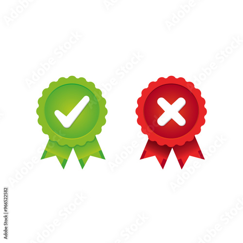 Approved rejected icon logo flat vector design