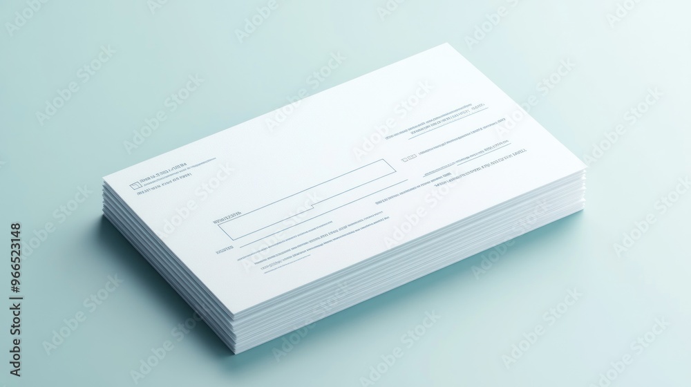 Stack of Blank White Envelopes with Blue Lines Stack of Blank White Envelopes with Blue Lines