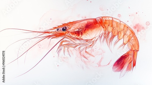 Wallpaper Mural Watercolor Shrimp Illustration Torontodigital.ca