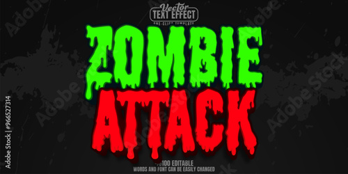 Zombie editable text effect, customizable undead and horror 3d font style