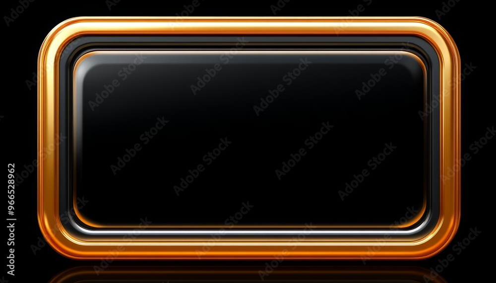 Black Rectangle with Golden Frame and Reflection Black Rectangle with Golden Frame and Reflection