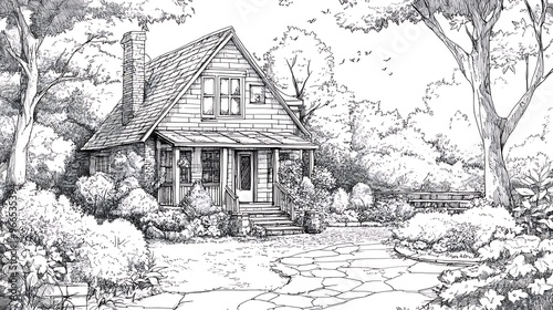 Wallpaper Mural Hand drawn house blueprint illustration 4K Torontodigital.ca