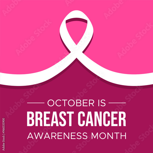 Breast cancer awareness creative social media post or graphic design with ribbon 
Breast Cancer Awareness Month vector graphic or illustration