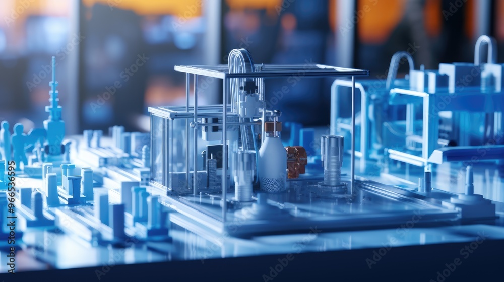 A close-up of a futuristic machine, with a sleek, metallic design. A close-up of a futuristic machine, with a sleek, metallic design.