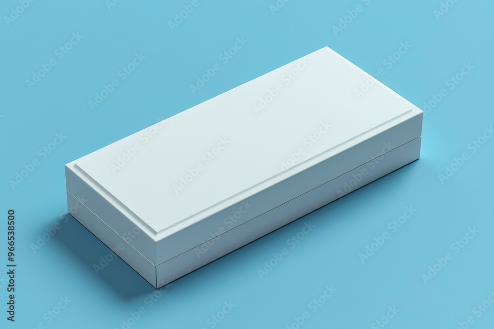 Fototapeta premium White rectangular box with a light blue background.
