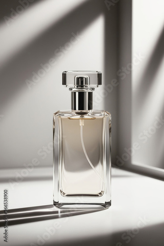 AI generative. Blank of Transparent glass of Perfume bottle mockup on white background. 6