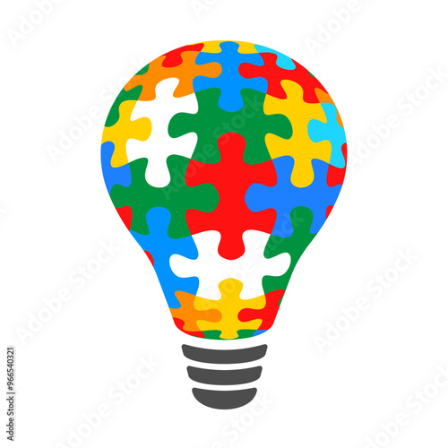 Wallpaper Mural Colorful puzzle light bulb. Vector isolated on white backgropund. Torontodigital.ca