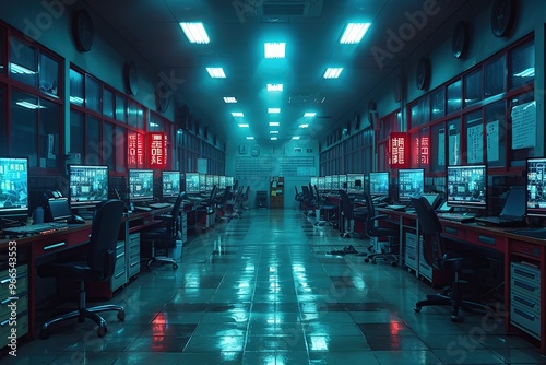 Cyberpunk Office Corridor