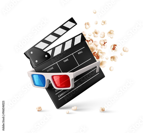 Movie Clapperboard. Film Directors ClapBoard. Cinema Equipment. Black Clapper Board Icon. Clap board Festival Symbol Concept. Filmmaking Video Production Industry Tool. Isolated. Vector illustration.