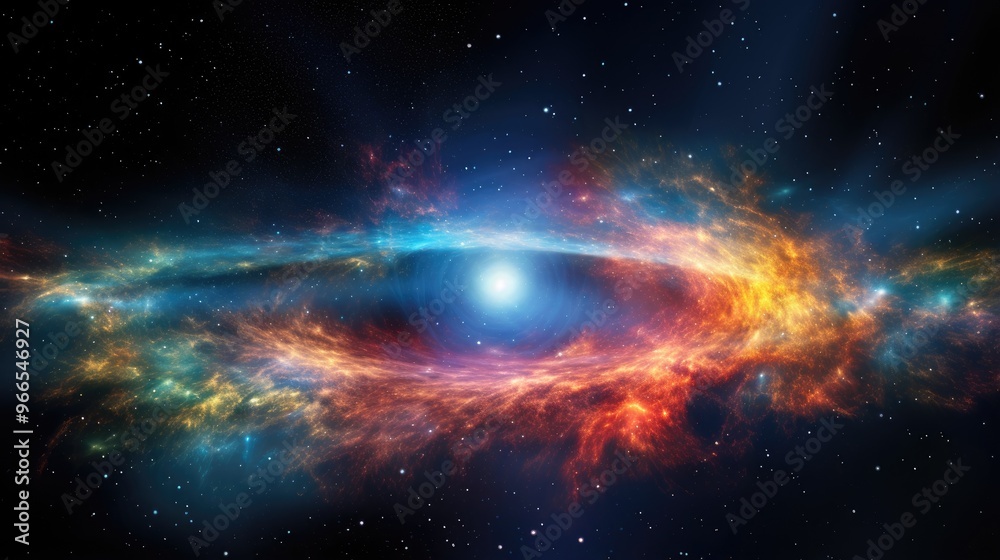 Obraz premium A stunning nebula in a deep space, with vibrant colors and swirling gases. The image is full of detail and wonder, capturing the beauty of the cosmos.