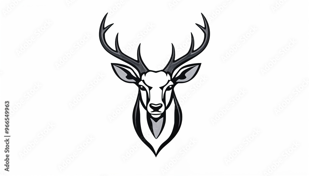 Fototapeta premium deer head icon. deer head silhouette. deer head vector. head silhouette. silhouette of a deer. black and white deer