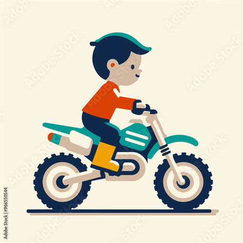 Baby boy riding motocross motorcycle