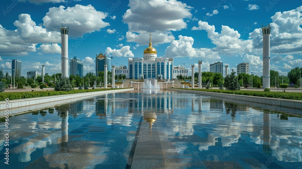 Modern Architecture Reflected in a Pool of Water