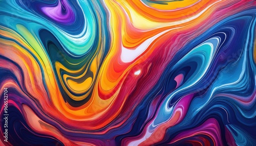 Abstract painting of colorful swirls and colors on a black background