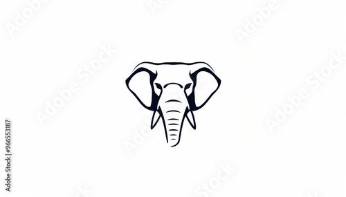 simple, stylized illustration of an elephant's head. The design is minimalistic, using clean lines to depict the elephant's large ears, trunk, and tusks. elephant cartoon isolated on white