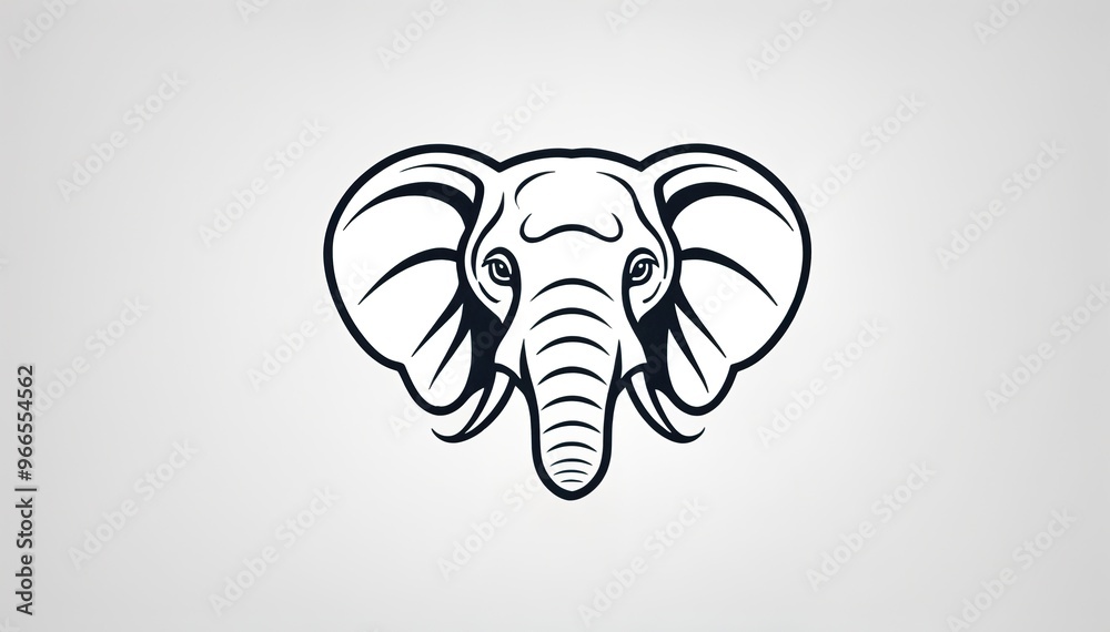 simple, stylized illustration of an elephant's head. The design is minimalistic, using clean lines to depict the elephant's large ears, trunk, and tusks. elephant cartoon isolated on white simple, stylized illustration of an elephant's head. The design is minimalistic, using clean lines to depict the elephant's large ears, trunk, and tusks. elephant cartoon isolated on white