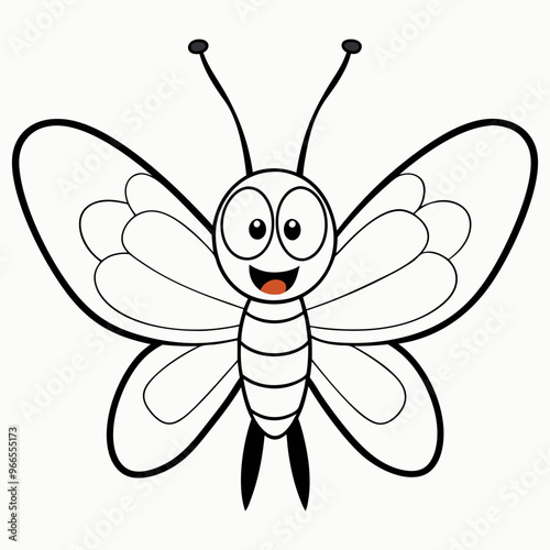 batterfly cartoon lineart whit white background, vector illustration cartoon photo