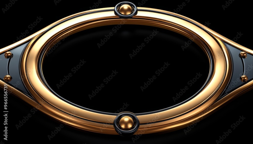 Obraz premium Abstract Gold and Black Oval Frame with Studs