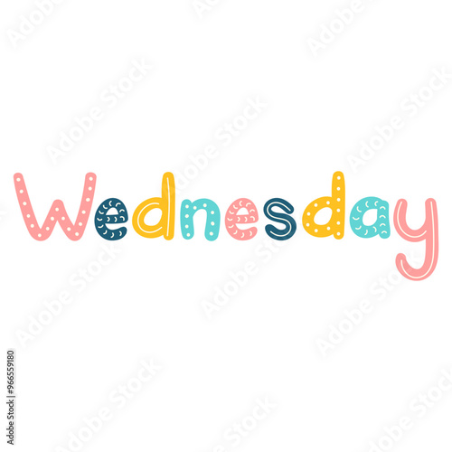 Hand Drawn Lettering of Days of the Week for Kindergarten Education