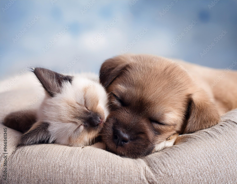 Peaceful Paws Adorable Puppy and Kitten Napping Together Spreading Cuteness Peaceful Paws Adorable Puppy and Kitten Napping Together Spreading Cuteness