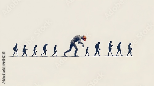 Evolutionary Transition of Human Silhouette Figures from Quadrupedal to Upright Posture photo