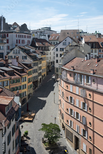 The old town of city of Lausanne, Switzerland photo