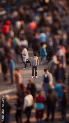 Wallpaper Mural A single person stands in a bustling crowd seemingly disconnected and alone the background is blurred highlighting their isolation  Torontodigital.ca