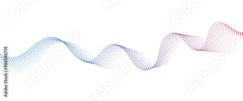 Flowing Dot Wave halftone gradient pattern on transparent background 