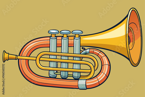 explain the parts of a baritone horn, vector illustration cartoon