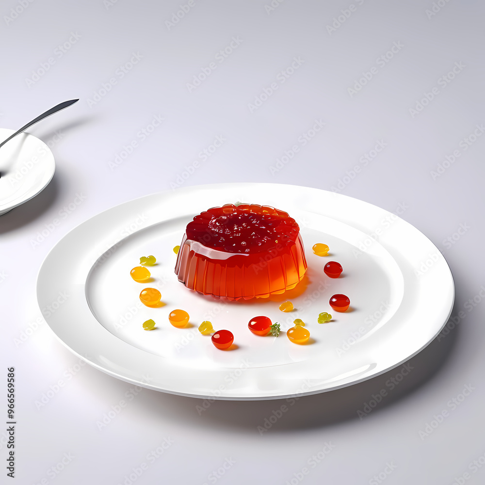 Jelly on a plate on a white table Jelly on a plate on a white table