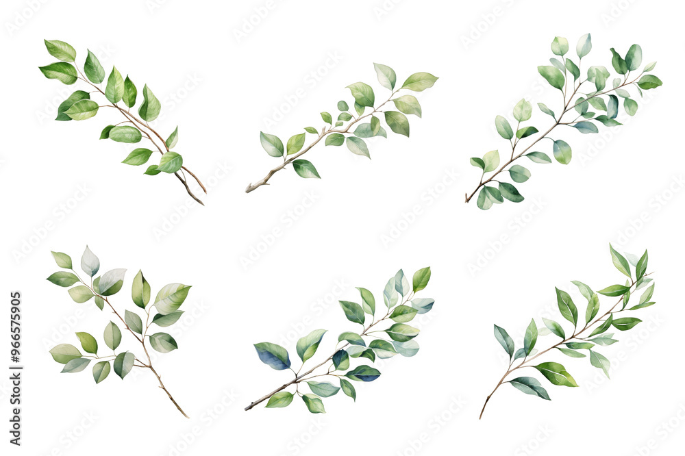 Branch with Leaves Collection Bundle Set Isolated on a Transparent Background Branch with Leaves Collection Bundle Set Isolated on a Transparent Background
