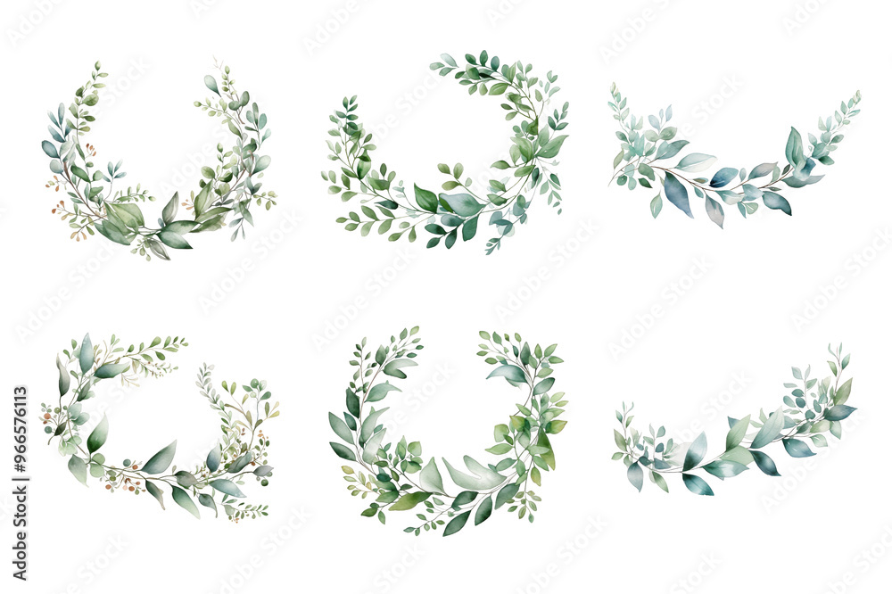 Leaf Garland Collection Bundle Set Isolated on a Transparent Background Leaf Garland Collection Bundle Set Isolated on a Transparent Background