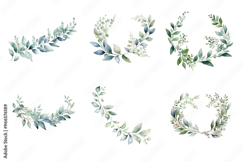 Leaf Garland Collection Bundle Set Isolated on a Transparent Background Leaf Garland Collection Bundle Set Isolated on a Transparent Background