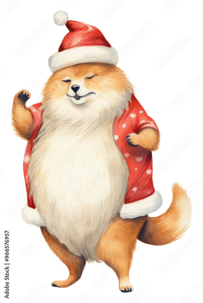 PNG Chubby fox dancing pet christmas figurine. PNG Chubby fox dancing pet christmas figurine.