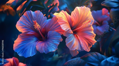 Tropical Hibiscus Flowers in Vibrant Colors