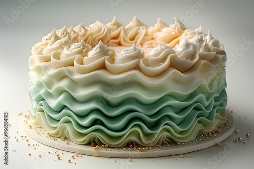 Delicious Pastel Cake with Ruffled Icing photo