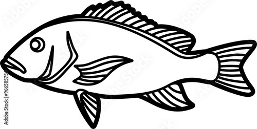 Snapper fish illustration outline vector