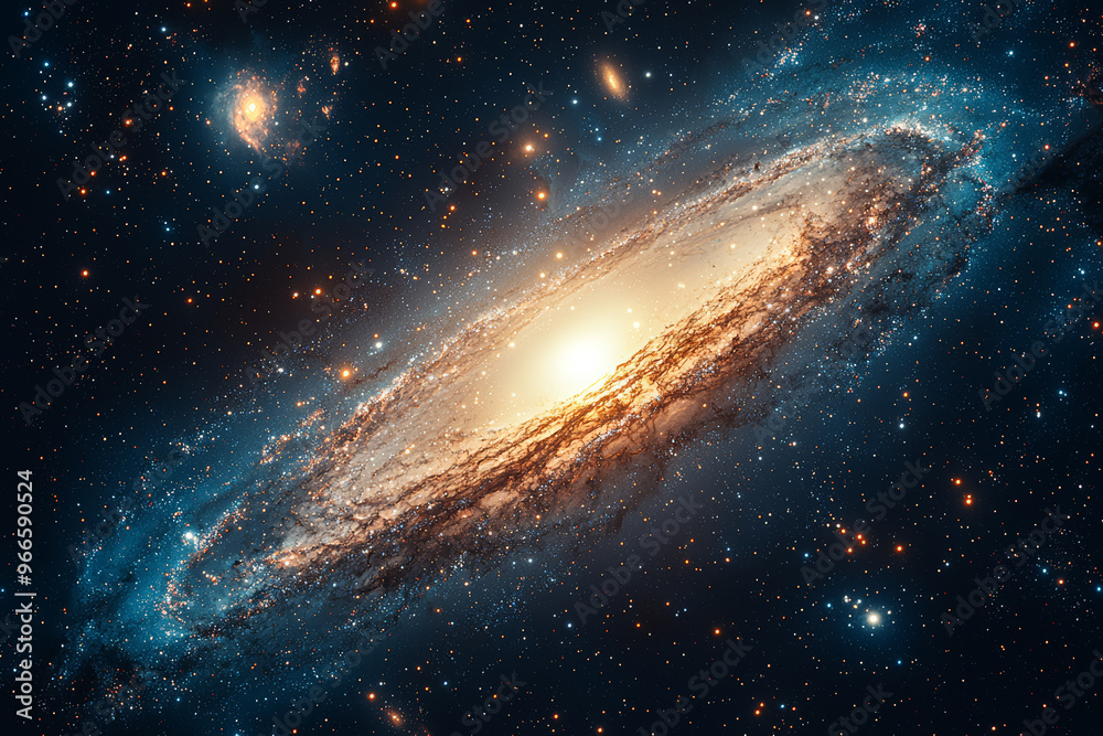 A view from a telescope showing the Andromeda Galaxy colliding with the ...