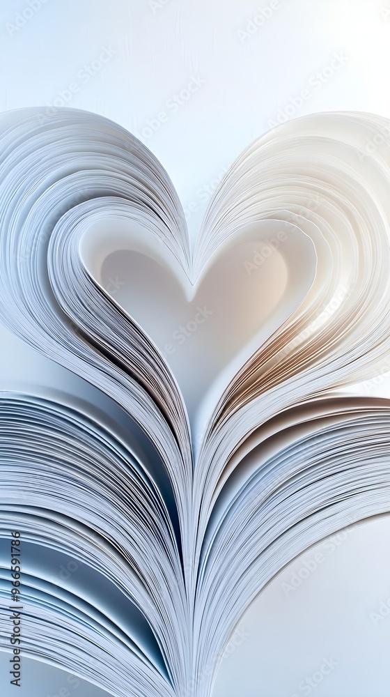 Book featuring heart-shaped pages for a distinctive, romantic presentation Book featuring heart-shaped pages for a distinctive, romantic presentation