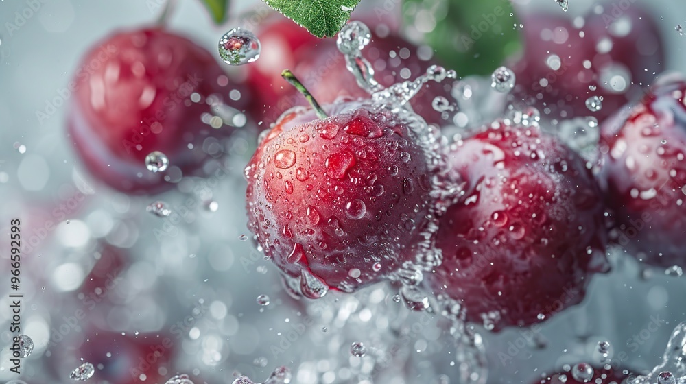 Water Splashes on Fresh Plums Water Splashes on Fresh Plums