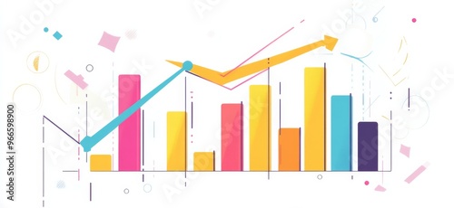  an Upward-Trending Graph with Bar Lines in Blue and orange, Representing Financial Growth and Market Innovation on a White Background with Text Space