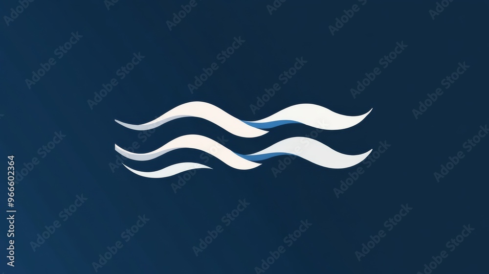 Obraz premium White Wavy Lines on Blue Background in Minimalist Style