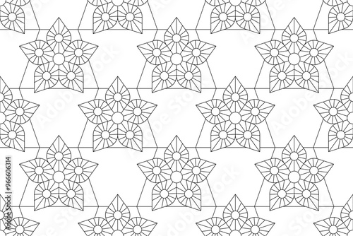 Black and white seamless vector illustrations. Coloring page, colouring book for adults and children. Line pattern design. Decorative abstract geometric linear background. Easy to edit color and line